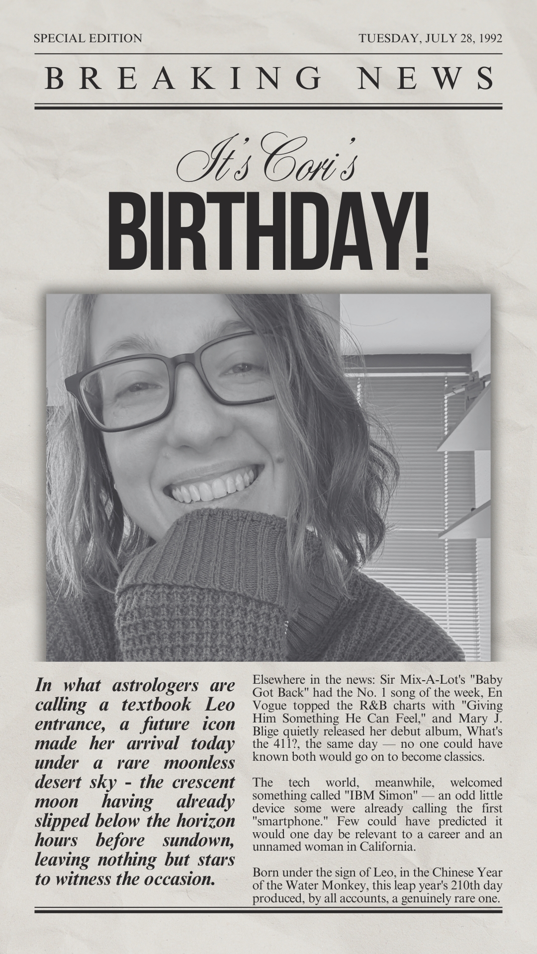 Birthday newspaper